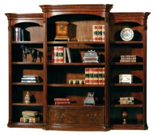 Hekman Old World Walnut Burl Executive Bookcase with Options   Bookcases