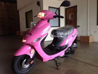 Renegade TPGS 805 PINK Gas 49cc Moped Scooter w/ Rear Mounted Storage Trunk  Gas Powered Sports Scooters  Sports & Outdoors