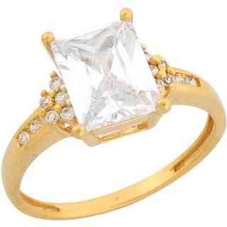 14k Yellow Gold Square 4.04ct CZ Solitaire Ladies Engagement Ring Jewelry