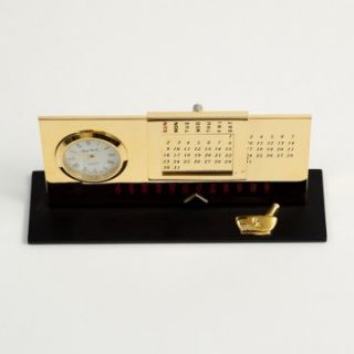 Bey Berk International Pharmacy Perpetual Calendar with Clock   Gold Plated   Desktop Clocks