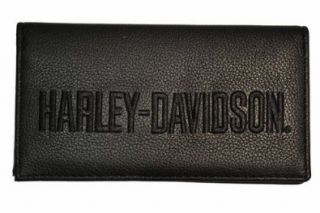 Harley Davidson Men's Embroidered Checkbook Cover. Black Leather. FC806H 7B Shoes