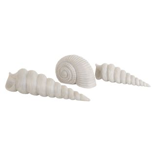 Glazed White Table Top Sea Shell Sculptures   Set of 3   Sculptures & Figurines