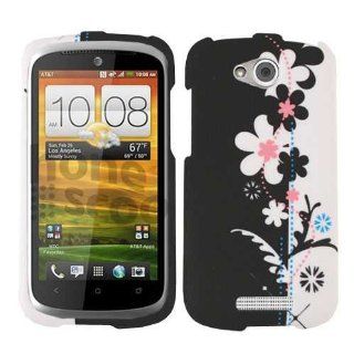 HTC ONE VX Black and White Flowers Protective Case Cell Phones & Accessories