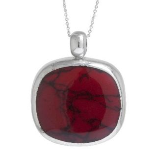 Womens Silver Plated Reconstituted Red Jasper Square Pendant   Red/Silver (18)