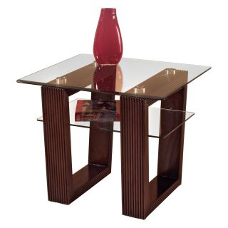 Magnussen Cordoba Wood and Glass End Table   End Tables