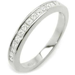1/2 ct. tw. Channel Set Princess Diamond Semi Eternity Band Ring 14K White Gold Jewelry