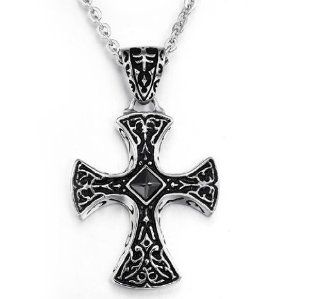 Angel Cross Stenciled Design Necklace Shape Titanium Pendant With Cubic Zirconia Necklaces in a Nice Gift Box GX809 Jewelry