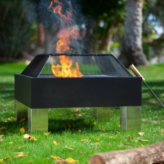 Fire Sense Square Hotspot Fire Pit with Cooking Grate   Fire Pits