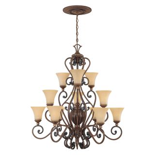 Designers Fountain 815812 Montreaux 12 Light Chandelier in Burnished Walnut with Gold Finish   Chandeliers
