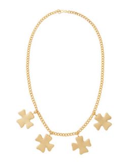 Golden Four Cross Pendant Necklace