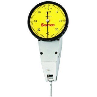 Starrett 811 MPZ Dial Test Indicator without Attachments, Swivel Head, Yellow Dial, 0 40 0 Reading, 0 0.8mm Range, 0.01mm Graduation