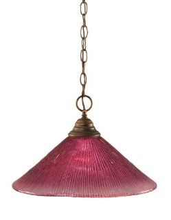 Toltec Lighting 10 BRZ 787 One Light Chain Pendant Bronze with Wine Crystal Glass, 16 Inch   Ceiling Pendant Fixtures  