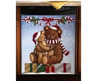 Adorable Bear and Cub Christmas Dishwasher Magnet Kitchen & Dining