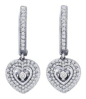0.76 cttw 10k White Gold Diamond Vintage Heart Milgrain Bridal Drop Earrings (Real Diamonds 3/4 cttw) Jewelry