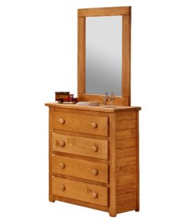 Chelsea Home 4 Drawer Jumbo Dresser with Optional Mirror   Ginger Stain   Kids Dressers and Chests