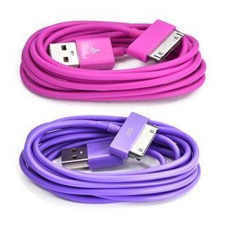 Case Star 2 pieces, 6 Feet Long USB Charge and Sync Data Cable for iPhone and iPod, Case Star Cellphone Bag, Hot Pink, Purple Cell Phones & Accessories