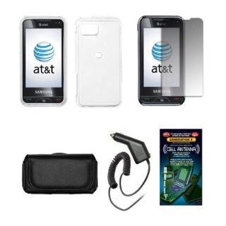 Samsung Eternity A867 Black Leather Carrying Pouch+Transparent Clear Hard Snap on Case Cover+Premuim LCD Screen Protetor+Rapid Car Charger+Antenna Booster Combo For Samsung Eternity A867 Cell Phones & Accessories
