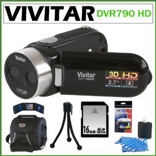 Vivitar Vivicam DVR 790 HD 3D 5.1MP Digital Camcorder in Black + 16GB Accessory Kit  Camera & Photo