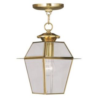 Livex Westover 2183 02 1 Light Outdoor Chain Hang in Polished Brass   Outdoor Hanging Lights