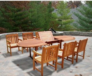 Oval Extension Table And Wood Armchair Outdoor Dining Set   Patio Dining Sets