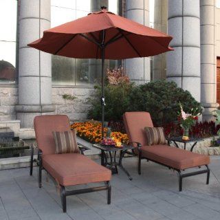 Darlee St. Cruz 2 person Cast Aluminum Patio Chaise Lounge Set With Umbrella   Antique Bronze  Do Me Please  Patio, Lawn & Garden