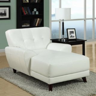 Edana Leather Chaise Lounge   White   Indoor Chaise Lounges