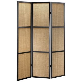 Adesso 3 Panel Woven Bamboo Room Divider with Black Frame   52W x 70H in.   Room Dividers