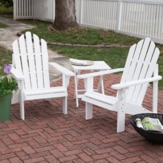 Coral Coast White Adirondack Chair   Set of 2 Chairs with FREE Side Table