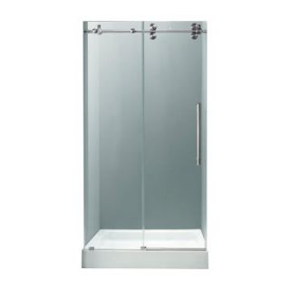 Vigo VG604148WS 47.75W x 79.75H in. Clear Glass Shower Door with Base   Bathtub & Shower Doors