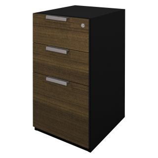 Bestar Pro Concept Assembled Pedestal   Milk Chocolate Bamboo and Black   File Cabinets