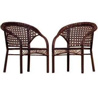 Wicker Brown Club Chair   Set of 2   Outdoor Lounge Chairs