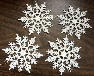 Glitter Snowflake Ornament Set of 12 Glittery Snowflakes   Christmas Pendant Ornaments