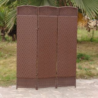 Outdoor/Indoor Woven Resin 3 Panel Room Divider   Cappuccino   Privacy Screens