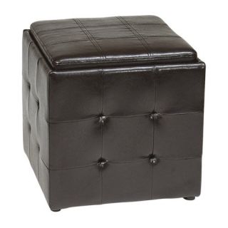 Ave Six DTR818 E34 Espresso Faux Leather Detour Storage Cube Plus   Ottomans