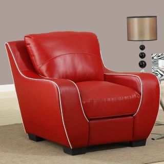 Global Furniture U8080 Leather Chair   Red   Leather Club Chairs