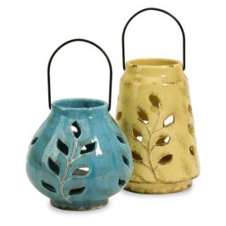 Austin Ceramic Candle Lanterns   Set of 2   Candle Holders