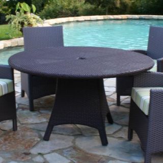 Anacara Atlantis All Weather Wicker Dining Table with Glass Top   Wicker Tables & Accents