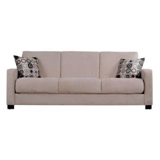 Handy Living Tahoe Khaki Microfiber Convertible Sofa with Geometric Circle Pillows   Sofas