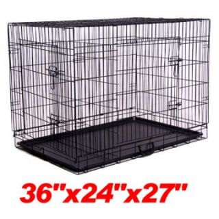 Aosom 2 Door Pet Cage with Divider   Dog Crates