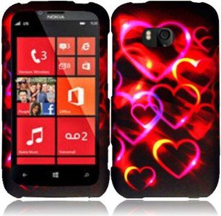 Bundle Accessory for Verizon Nokia Lumia 822   Colorful Heart Designer Hard Case Protective Cover + Lf Stylus Pen + Lf Screen Wiper Cell Phones & Accessories