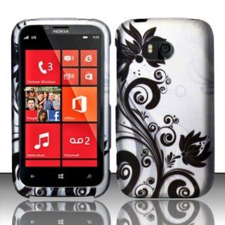 For Nokia Lumia 822 (Verizon) Rubberized Design Cover   Black Vines Cell Phones & Accessories