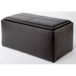 Storage Ottoman Bench with 2 Footstool Cubes and Serving Tray Table   Brown   Ottomans