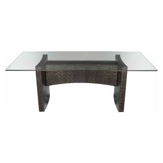 Riva Rectangular Dining Table with Glass Top   Pepper   Dining Tables