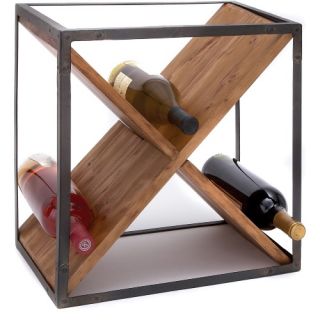 Woodland Imports Toulouse Cube Metal & Wood Wine Rack   Wine Storage