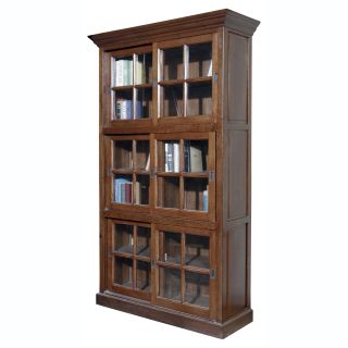 Furniture Classics Single Stack Sliding Door Solid Oak Wood Bookcase   Bookcases