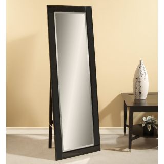 Beveled Black Glass Framed Full Length Cheval Floor Mirror   24W x 72H in.   Floor Mirrors