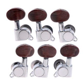 1set 3L3R K 801 Chrome Enclosed Tuning Pegs Machine Head Tuners w/ Amber Plastic Buttons for Acoustic Guitar Musical Instruments
