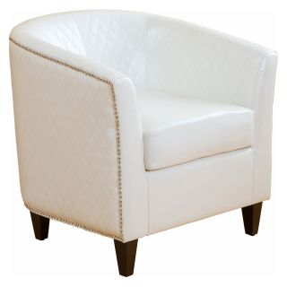 Mia White Leather Quilted Club Chair   Leather Club Chairs