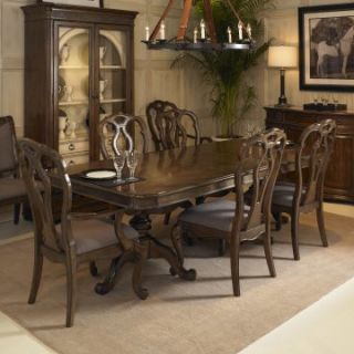 A.R.T. Furniture Cotswold 7 piece Double Pedestal Dining Set with Splat Back Chairs   Cognac Patina   Dining Table Sets