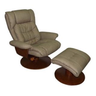 MAC Motion Oslo Collection Leather Swivel Recliner with Ottoman   Recliners